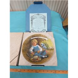LOT OF TWO DECORATIVE PLATES (LITTLE BOY BLUE & UNOPENED LITTLE MISS MUFFET)