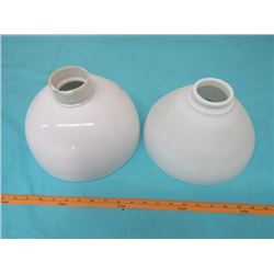 TWO LAMP SHADES (10" AT BOTTOM, 2.5" AT TOP) *ONE IS CHIPPED*