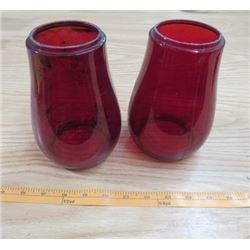LOT OF TWO RED BARN LANTERN SHADES