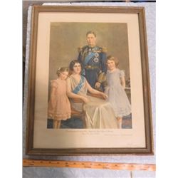 LOT OF 4 ROYAL FAMILY PICTURES (GLASS NEEDS TO BE REPLACED ON 1) *SOME WATER DAMAGE*