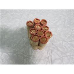 LOT OF 10 BANK ROLLED PENNIES (ORIGINALLY PACKAGED BY BANK AND NEVER CIRCULATED) *ASSORTED DATES*