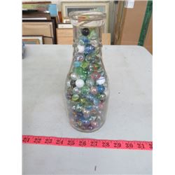 JAR OF ASSORTED MARBLES