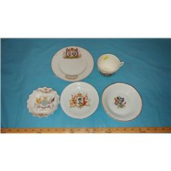 LOT OF ASSORTED ROYALTY DISHES (FOUR PLATES & A MUG)