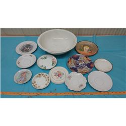 WASH BASIN AND ASSORTED PLATES