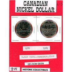 LOT OF 2-ONE DOLLAR COINS (CANADA) *1980-1982*