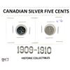 Image 1 : LOT OF 2- FIVE CENT COINS (CANADA) *1909-1910*