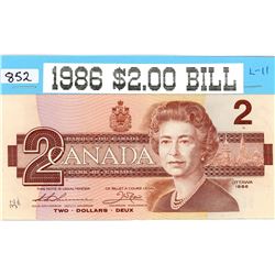 TWO DOLLAR BILL (CANADA) *1986* (LAST YEAR OF ISSUE)