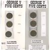 Image 1 : LOT OF 6- FIVE CENT COINS (CANADA) *GEORGE V-DIFFERENT DATES*