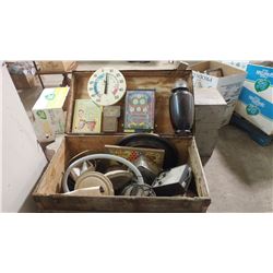 STEAMER TRUNK FULL OF COLLECTIBLES (36.5" X 20" X 23")