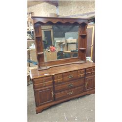 SIX COMPARTMENT DRESSER WITH MIRROR (71" X 60" X 17")