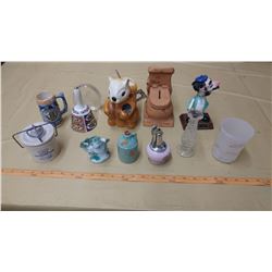LOT OF ASSORTED ITEMS (TOILET BANK, SQUIRREL WITH NUTCRACKING TOOLS) *SOME JAPAN & OCCUPIED JAPAN*