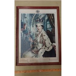 QUEEN ELIZABETH II PICTURE AND FRAME (15" X 20")