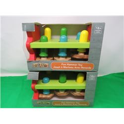 LOT OF 2 WOODEN FOX HAMMER CHILDRENS TOYS