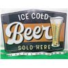 Image 1 : METAL ICE COLD BEER SIGN W/THERMOMETER (THERMOMETER BROKEN)
