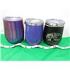 Image 1 : LOT OF 3 METAL INSULATED CUPS AND LIDS (PURE) *SOME DENTS*