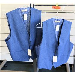 Qty 2 Men's Royal Blue Vests Luchiano Visconti Size 2XL