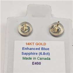 14K Yellow Gold Enhanced Sapphire(6.8ct) Earrings, Made in Canada, Insurance Value $1600