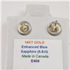 Image 1 : 14K Yellow Gold Enhanced Sapphire(6.8ct) Earrings, Made in Canada, Insurance Value $1600