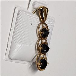 18K Yellow Gold Black Diamond(1.4ct) Pendant, Made in Canada, Appraised Retail $2105