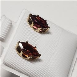 14K Yellow Gold Garnet(0.8ct) Earrings, Made in Canada