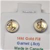 Image 3 : 14K Yellow Gold Garnet(0.8ct) Earrings, Made in Canada