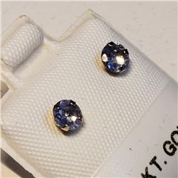 10K Yellow Gold Tanzanite(0.56ct) Freshwater Pearl 2-In-1 Reversible Earrings, Made in Canada, Sugge