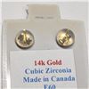 Image 1 : 14K Yellow Gold Cubic Zirconia Earrings, Made in Canada, Suggested Retail Value $120