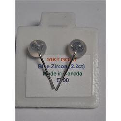 10K White Gold Genuine Rare Blue Zircon(2.2ct) Earrings, Made in Canada, Suggested Retail Value $600