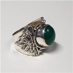 Silver Green Agate Ring, Suggested Retail Value $120