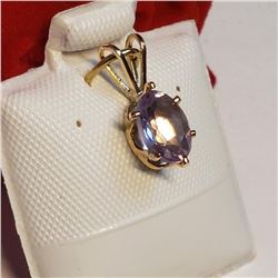 14K Yellow Gold Amethyst(0.08ct) Gold Filled Pendant, Made in Canada