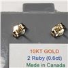 Image 3 : 10K Yellow Gold Ruby(0.6ct) Earrings, Made in Canada, Suggested Retail Value $300