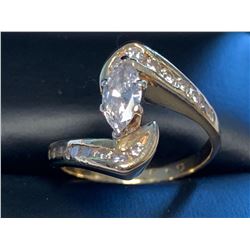 Ladies 14K Gold Marquise cut diamond solitaire cluster dress ring 1.13 carats with certificate value