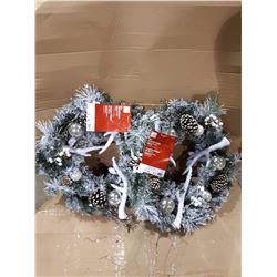 Home Accents Holiday 30" Flocked Wreath Lot of 2