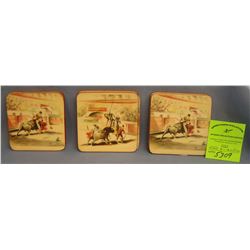 Quality bull fighting themed coaster set