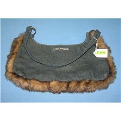 Steve Madden denim and fur decorated purse