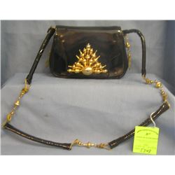 leather and vinyl hand bag by Borbonese Terno