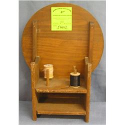 Sewing table spool display and storage piece