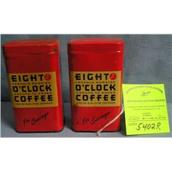 Pair of all tin 8 o?clock coffee banks