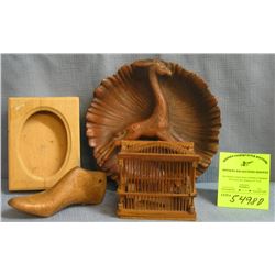 Group of four vintage wooden estate pieces