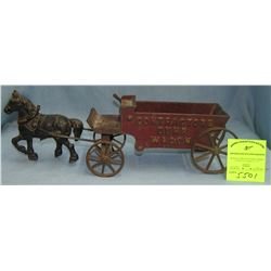 Early cast iron horse drawn contractors dump wagon