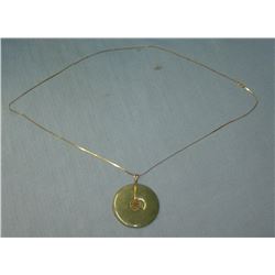 Antique Asian themed 14K gold & jade necklace