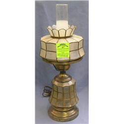 Vintage brass and shell table lamp