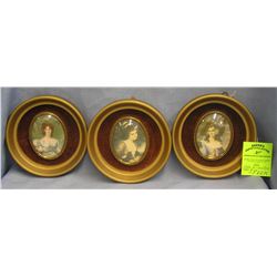 Group of 3 vintage Miniature framed portraits