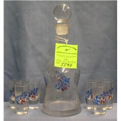 Floral decorated decanter set