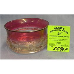 Early cranberry and clear glass bowl