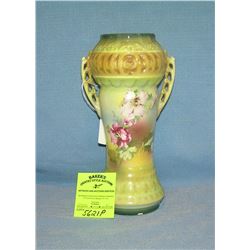 Antique Austrian hand painted floral decorated vase