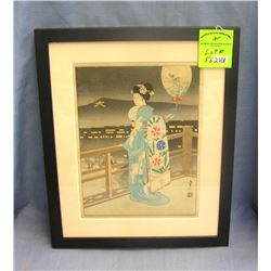 Antique signed Japanese wood block print