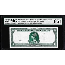 1929 10 Unit American Bank Note Co. "Test Note" PMG Gem Uncirculated 65EPQ