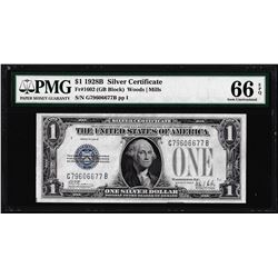 1928B $1 Funnyback Silver Certificate Note Fr.1602 PMG Gem Uncirculated 66EPQ