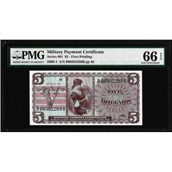 Series 661 $5 Military Payment Certificate Note PMG Gem Uncirculated 66EPQ